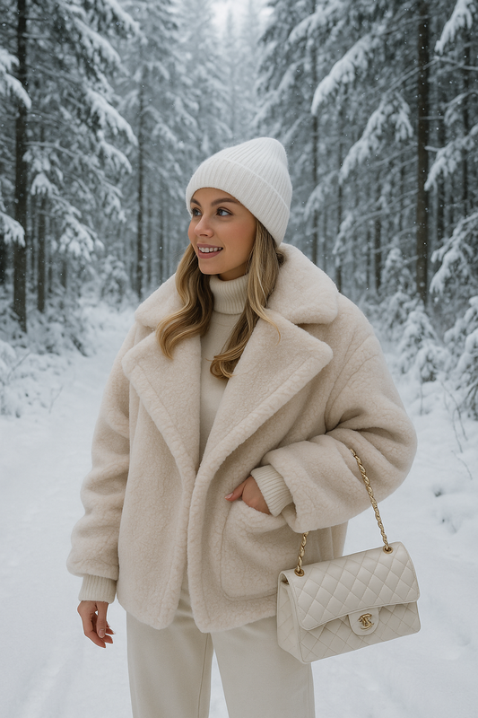 Trendy streetwear damesjas, comfortabele teddy velvet coat voor koude dagen