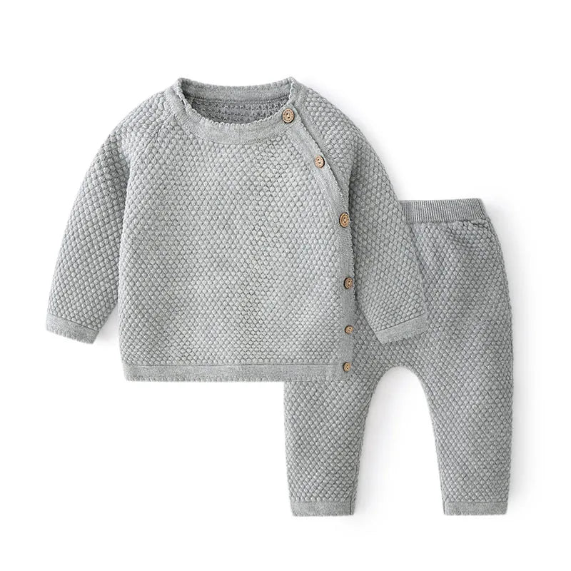 100% Katoen gebreide trui & broek voorjaar outfit voor newborn, jongen & meisje