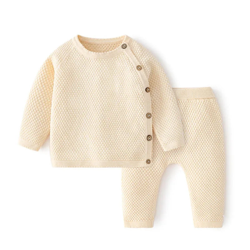 100% Katoen gebreide trui & broek voorjaar outfit voor newborn, jongen & meisje