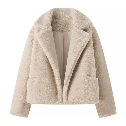 Trendy streetwear damesjas, comfortabele teddy velvet coat voor koude dagen